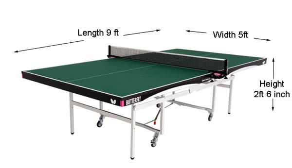 table tennis dimensions